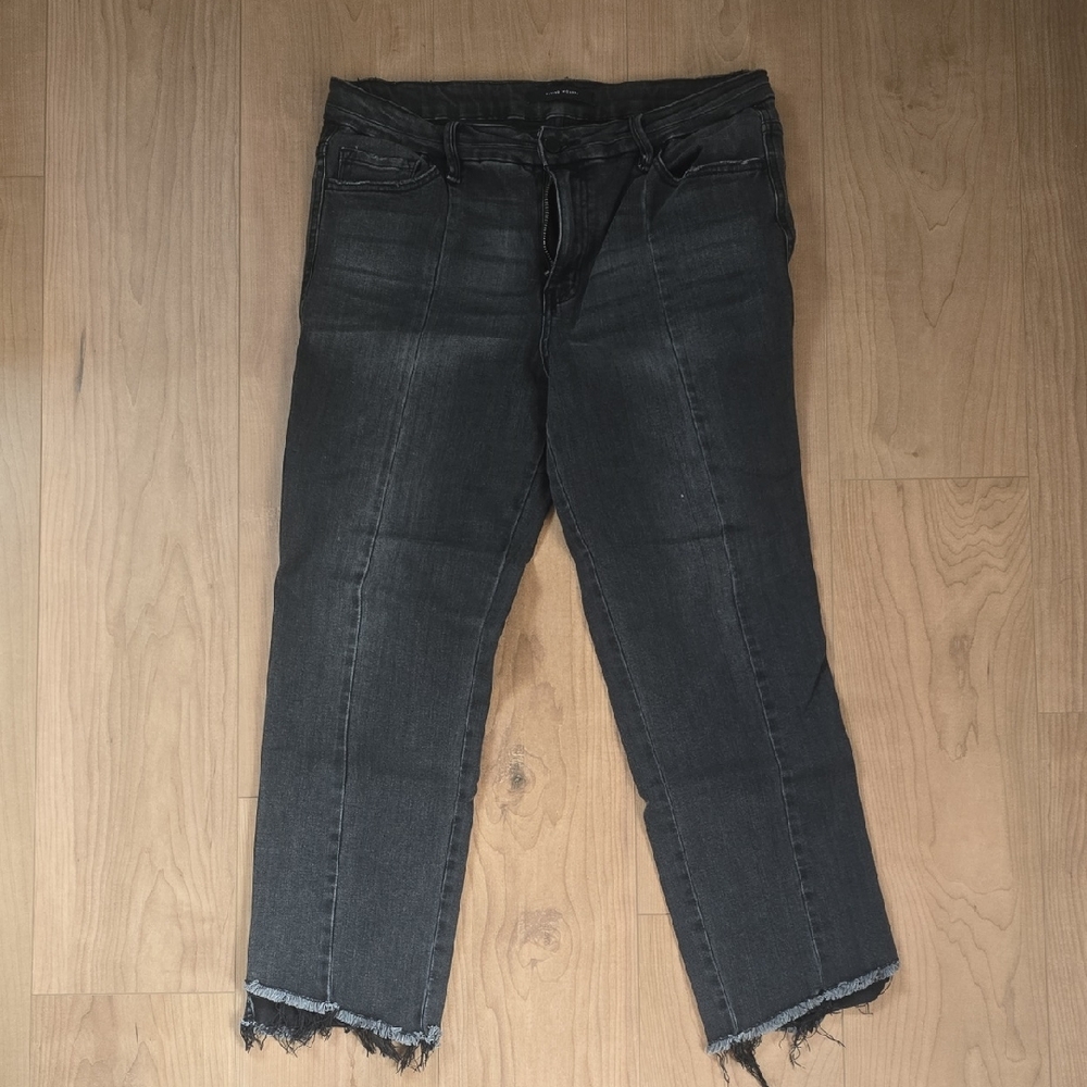 Flying Monkey Black Wash Cropped Frayed Hem Jeans